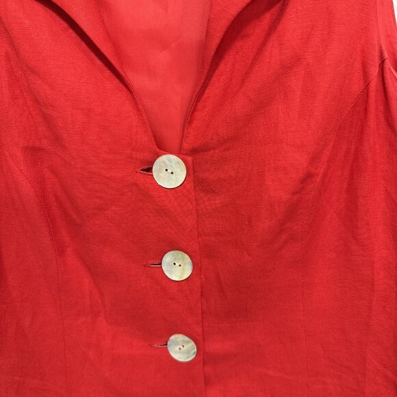 Coldwater Creek Dress Womens 10 Red Linen Rayon Button Front Sleeveless A-Line - Picture 6 of 8